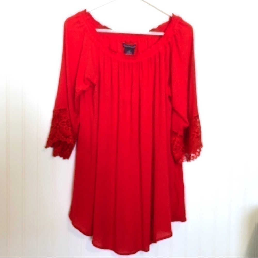 NWT CHELSEA & THEODORE Red Summer Gauze To…